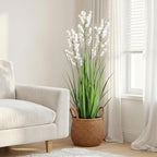 Fake Plants Home Decor Fake Flowers Artificial Plants Outdoor Tall Grass Plant Artificial Pampas Grass Decor Artificial Plants Indoor Fake Grass Living Room Decor Artificial Grass 36“2PCS White