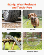 VEVOR Garden Hose Metal 100FT – Heavy Duty Stainless Steel Water Hose, Flexible, No Kink & Tangle, Puncture Resistant & Rust Proof, Lightweight w/ 10-Function Spray Nozzle for Yard, Outdoor, Gardening