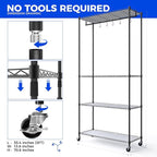 Barrina CX3 Plant Stand with Grow Light, 4-Tier, 3FT 5000K, 108W Full Spectrum Indoor DIY Plant Shelf with Lights, Flower Pot Display Rack, Greenhouse, Wheel, Mechanical Timer, 35.4"x13.8"x70.9"