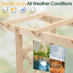 VINGLI 45 in Raised Garden Bed with Trellis & Hanging Roof, Wooden Elevated Planter Box with Drainage Holes for Outdoor Climbing Plants Vegetables Flowers, Patio Yard Balcony (Natural Wood, Medium)