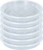 OVZILKI Plant Saucer 6 Pack of 14 inch, Clear Plastic Flower Plant Pot Saucer, Heavy Duty Plant Drip Trays Saucers for Indoor, Plant Water Tray for Planters