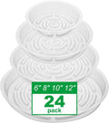 CATIFLIN 24 Pack Clear Plant Saucers - 6, 8, 10, 12 Inch Plastic Plant Trays for Pots, Flower Pot Saucers, Indoor & Outdoor Planter Drip Tray for Water Drainage & Protection