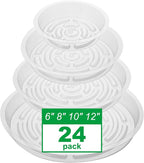 CATIFLIN 24 Pack Clear Plant Saucers - 6, 8, 10, 12 Inch Plastic Plant Trays for Pots, Flower Pot Saucers, Indoor & Outdoor Planter Drip Tray for Water Drainage & Protection