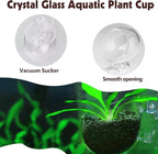 Tfwadmx 6 Pieces Aquarium Plant Holder Pot Aquarium Decor Crystal Glass Aquatic Plant Cup with Suction Cups Aquarium Fish Tank Decorations