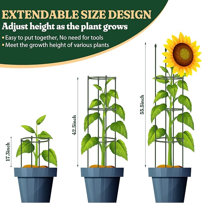 LOMNYIY Garden Trellis, Tomato Cage Tall Plant Support Climbing Vines Flowers Stands Cucumber Trellis Plant cage(Tall 55.1 inches，2 Pack)