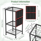 Garden Tool Organizer,Metal Yard Tool Organizer ,Holds 50 Long-Handled Tools/Rakes/Brooms,Side Garden Pocket ,Heavy Duty Steel Yard Tool Storage Rack for Garage,Shed, Outdoor