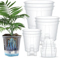 Wonderjune Self Watering Pots for Indoor Plants with Deep Reservoir and High Drainage Holes for Outdoor Plants and Flowers, Bare Root Planter(4.72'', 5.91'', 7.09'',Clear,6 Pcs)