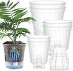 Wonderjune Self Watering Pots for Indoor Plants with Deep Reservoir and High Drainage Holes for Outdoor Plants and Flowers, Bare Root Planter(4.72'', 5.91'', 7.09'',Clear,6 Pcs)
