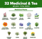 HOME GROWN Herb Seeds 32 Medicinal Herbs and Tea Variety Pack – Annual & Perennial Herb Seeds for Planting Indoors & Outdoor – Non-GMO, Heirloom Seeds, Easy to Grow, High Germination Garden Kit