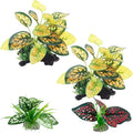 Moonorange Reptile Artificial Plants, Terrarium Plants Decorations Supplies, Aquarium Fish Tank Plant, Amphibian Habitat Hideout Tank Accessories(M Set-4pcs/C)