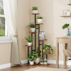 HOOBRO Corner Plant Stand Indoor, 7-Tier Plant Shelf for Multiple Indoor Plants, Corner Plant Rack Organizer, Round Flower Stand, for Living Room, Balcony, Patio, Rustic Brown and Black BF02HJ01