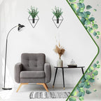 Canlierr 2 Pieces Wall Decor Hanging Planters with Artificial Plants Metal Hanging Vase Indoor Plants Holder Modern Boho Wall Art for Bathroom Bedroom Living Room Decor(Black,Eucalyptus)