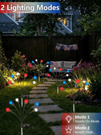 Upgraded 8 Pack Red White and Blue Solar Firefly Lights, 4th of July Solar Lights Patriotic Garden Lights Waterproof for 250th Anniversary National Day, Independence Day, Yard, Patio, Lawn Decorations