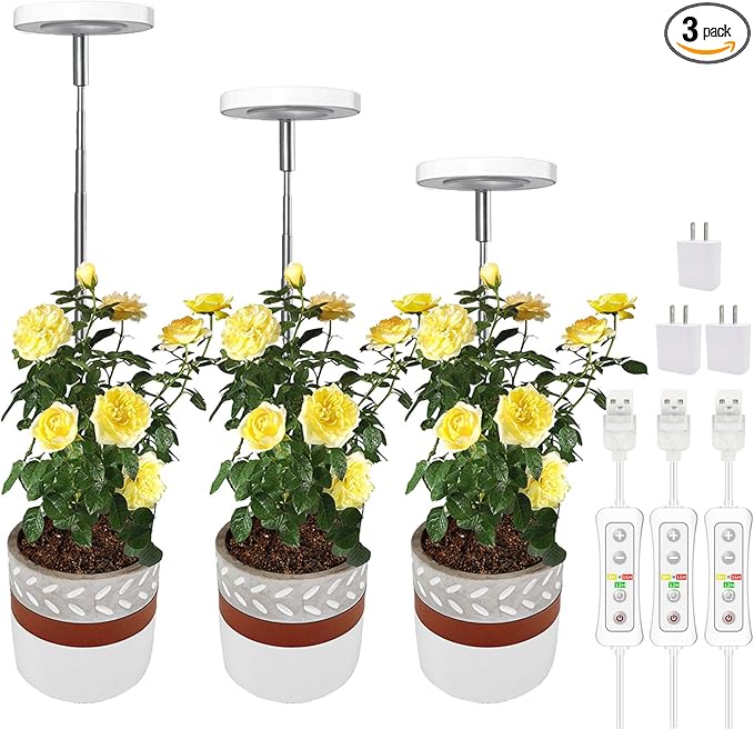 yadoker Plant Grow Light, LED Growing Light Full Spectrum for Indoor Plants,Height Adjustable, Automatic Timer, 5V Low Safe Voltage,Idea for Small Plant Light
