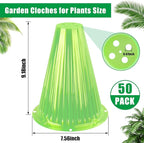 50 Pack Garden Cloches for Plants, Reusable Bell Plant Cover, Plant Covers Protectors from Animals Snails Birds Chickens Insect, 9.18" H X 7.56" D