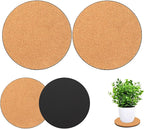 2 Pieces Cork Plant Coasters, 12 Inch Cork Plant Mats, Cork Coaster for Planters, Large Plant Coasters for House Plants Indoors (Nude & Black)