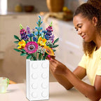 Vase for LEGO 10347 10280 10328 Flowers, for Lego Flower Bouquet Building Set,Display Stand for LegoRoses Cherry Blossom Sunflower Tulips Daffodils Lotus-Gift for Lego Flowers Lover(vase only)-White
