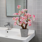 TOARTi Artificial Pink Cherry Blossom Potted Plant with Pot, 9.8" Tall Fake Flowers Faux Plant Desk Decor, Realistic Decorative Plants Indoor Decor for for Home Bedroom Bathroom Office Desk