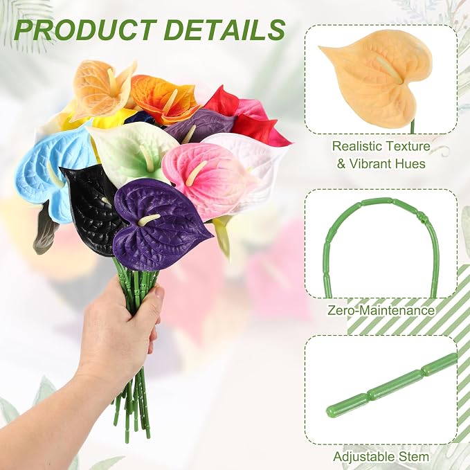 uxcell 4Pcs 11inch Artificial Anthurium Lily Flowers, Permanent Flower Bouquet for Home Arrangements Wedding Festival Decoration Crafts Store Decor Accessories, Beige