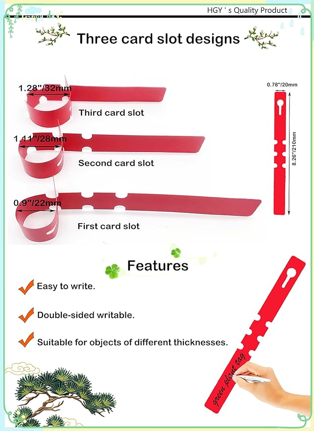 DaTpuik 100Pcs Red Plant Tags Wrap Around Tree Tags Markers Ties Removable Adjustable Attach Garden Labels (8.27"x0.8")