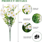 CEWOR 24 Bundles Artificial Flowers for Outdoor Indoor, Fake Silk Morning Glory with Eucalyptus Leaves, Faux Flower for Garden Front Door Porch Planter Patio Home Decor (White)