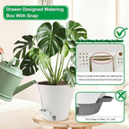 Pottiffe Self-Watering-Pots-for-Indoor-Plants, 8 Inch Flower Pots for Indoor Plants, 3 Pack Plastic Planters with Drainage Holes and Saucers