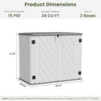 UDPATIO 34 Cu.Ft Resin Outdoor Storage Shed, Patio Plastic Vertical Sheds with Floor, Waterproof Bin Shed Horizontal Storage Cabinet for Patio, Backyards, Garden, Pool, Tool Shed