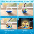 Ocean Light Up Terrarium Kit for Kids - LED Night Light Ocean Birthday Gifts for Girls & Boys Ages 4 5 6 7 8-12, Kids Arts & Crafts Kit, Easter Ideal Gifts