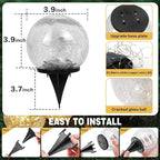 SyouHome Solar Garden Lights Outdoor Waterproof, 4 Pack 30 LEDs Cracked Glass Ball Light, Ground Landscape Garden Decor, Solar Globe Decorative for Pathway/Patio/Lawn/Yard (Multicolor)