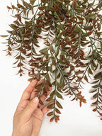 CATTREE Artificial Hanging Vines, Faux Ivy Leaves Plastic Plants Greenery Fake Leaf Plant UV Resistant for Indoor Outdoor Garden Door Wall Baskets DIY Wedding Party Table Decoration Red Brown 4 Pack