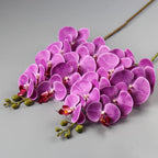 4 Pcs Artificial Orchid Flowers 9 Large Heads of Real Touch Vivid Phalaenopsis Orchid Flower Stem 36'' Tall, Artificial Flowers Branches for Home Decor, Office House Decoration-Purple Phalaenopsis