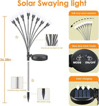 Solar Garden Lights, 8 Pack 64LED Solar Firefly Lights, Waterproof Garden Light Outdoor with 2 Lighting Modes, Swaying Light for Outside Yard, Walkway, Patio, Lawn, Flower Bed Decoration (Cool White)