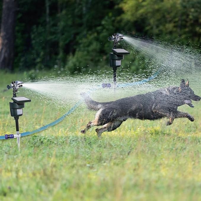 Outdoor Repellent for Yard Motion Activated with Solar Panel Water Spray Garden Sprinkler Irrigation System