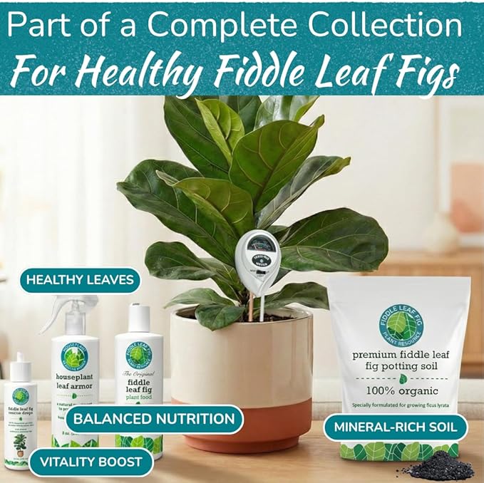 Houseplant Resource Center Fiddle Leaf Fig 3-in-1 Soil Moisture Meter for Plants – Best Indoor Plant Water Meter for Potted Houseplants - Light & Moisture Sensor Probe for Optimal Growth