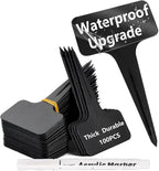DaTpuik 100 Pcs Waterproof Black Durable Plastic Plant Outdoor Garden Labels Nursery Markers T-Type Thick Tags Re-Usable for Vegetables Seedlings