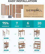 SERWALL Outdoor Potting Bench 2-Piece Set, Rot-Resistant HDPE Potting Table with Removable Sink for Outside Gardening, All-Weather Use - Brown