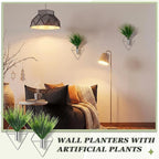 Canlierr 8 Pieces Silver Wall Decor Hanging Planters with Artificial Plants Metal Vase Indoor Aquatic Plant Holder Modern Geometric Wall Art for Home Bathroom Bedroom Living Room Office