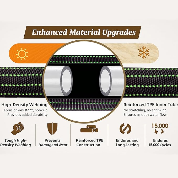 10FT Lightweight Garden Hose,Flexible Water Hose with Solid Brass Head,Kink-Free,Collapsible Hose,High Pressure Flat Water Hose for RV,Boat,Car Wash,Garden,Yard,Camper,Outdoor (Green-Black, 10 Feet)