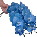 FagusHome 32 Inch Artificial Phalaenopsis Flowers 6 Pcs Artificial Orchid Flowers Stem Plants for Home Décor (Blue)