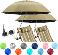 2 PACK Beach Umbrella with Clamp, 360 ° Adjustable Umbrellas for Chair, UPF50+ Umbrella for Beach Chair, Patio Chair, Wheelchair, Camping Chair, Golf Carts (Chair Not Included)