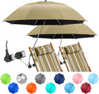 2 PACK Beach Umbrella with Clamp, 360 ° Adjustable Umbrellas for Chair, UPF50+ Umbrella for Beach Chair, Patio Chair, Wheelchair, Camping Chair, Golf Carts (Chair Not Included)
