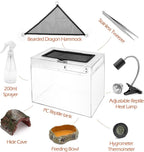 AZV Reptile Terrarium Starter Kit,8 Piece Small Reptile Tank with Escape-Proof Locks,Mesh Top,Multi-Vent Compatible Habitat,Durable Clear PC,Easy-Clean Waterproof Base for Geckos,Frogs,Spiders Large