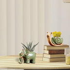 DIYOMR Small Ceramic Planter Pot, 4.3" Vintage Bronze Animal Planters Ceramic Flowerpot Succulent Pots Cactus Pot for Office Home Desktop Decor - Plants Not Included (Elephant Pot)