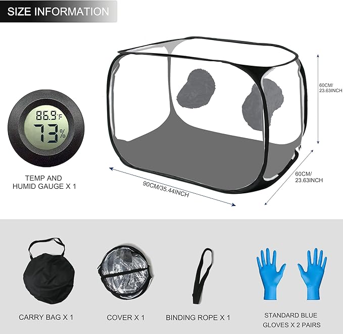 Portable Still Air Box Mycology with Pop Up Mushroom Growing Kit - Ideal for Mushroom Cultivation in Office and Mycology Enthusiasts (Black)