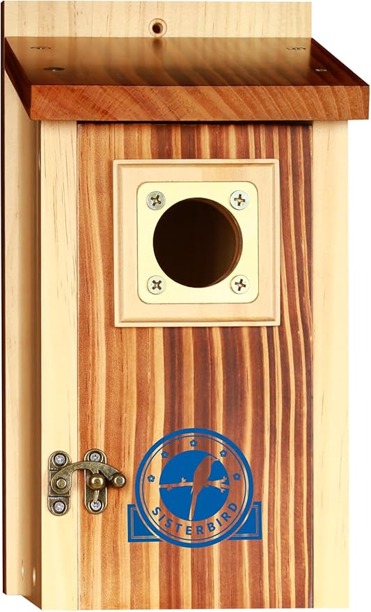 SISTERBIRD Premium Bluebird Houses for Outside, Bird Houses for Outside Suitable for Garden Decoration, Wooden Bird House, Blue Bird Houses for Outdoors Gift, Assembly Required