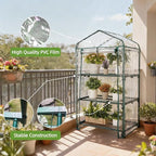 Mini Greenhouse for Indoor Outdoor, Small Plants Green House with 3 Tier Shelves, Portable Plastic Greenhouses with Transparent PVC Cover for Garden Backyard Patio Balcony Porch