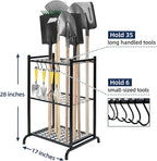 Garden Tool Organizer and Storage, Yard Tool Organizer for Garage Up to 41 Tools, 3-tire Yard Tool Holder Holding Long Handled Tools for Shed Garden Outdoor