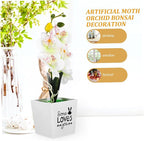 HEALLILY Artificial Orchid Bonsai Plant Faux Phalaenopsis Decoration for Home Office Wedding Table Centerpieces Potted Flower for Lively Indoor Atmosphere