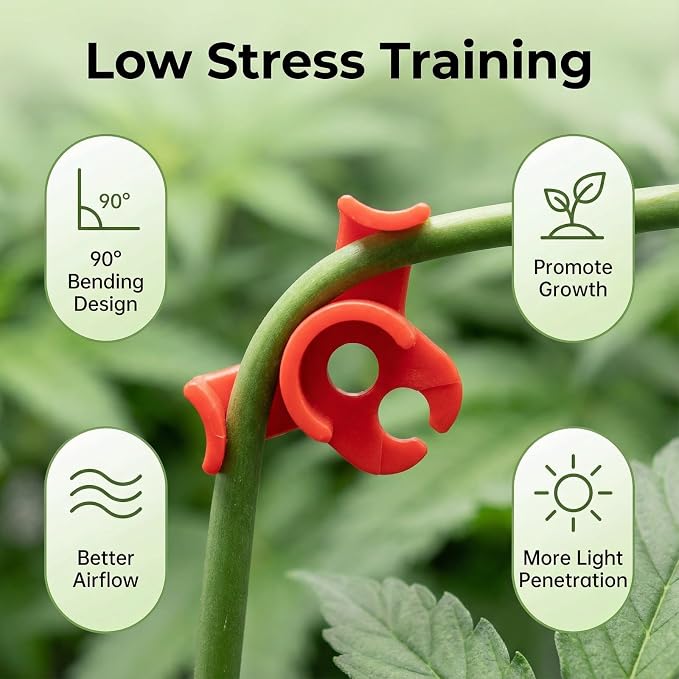 40 Pcs Low Stress Training Clips, Plant Training Clips, 90 Degrees Bud Trainer Clip Bud Bender for Plant Gardening (20 Red+20 Green)