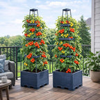 2 Pack Raised Garden Bed Tomato Planter Box with Trellis, 57" Self-Watering Tomato Cage Planters Box for Climbing Plants Vegetable Vine Flowers,Patio Garden Balcony Outdoor & Indoor (2 Pack)